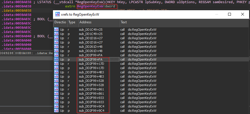 Looking for RegOpenKey