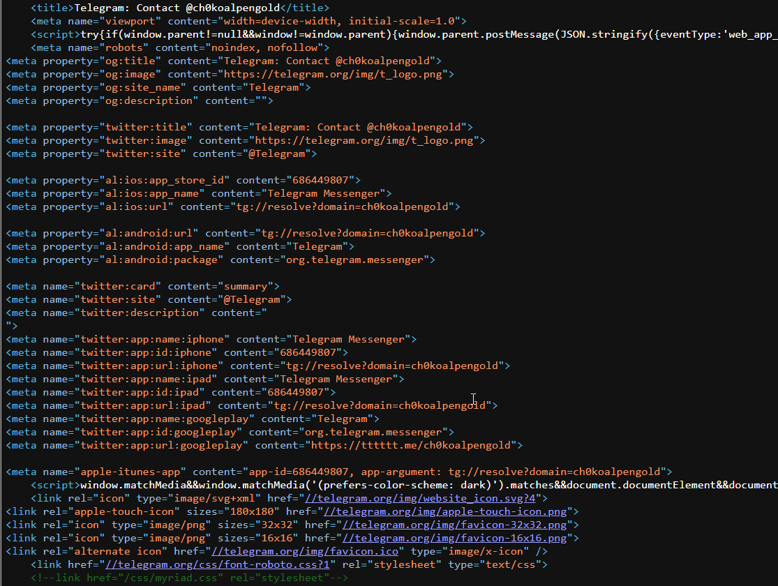 Telegram HTML Page